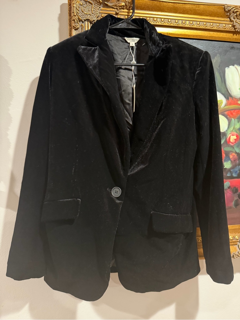 Max Studio Black Velvet Single-Button Blazer